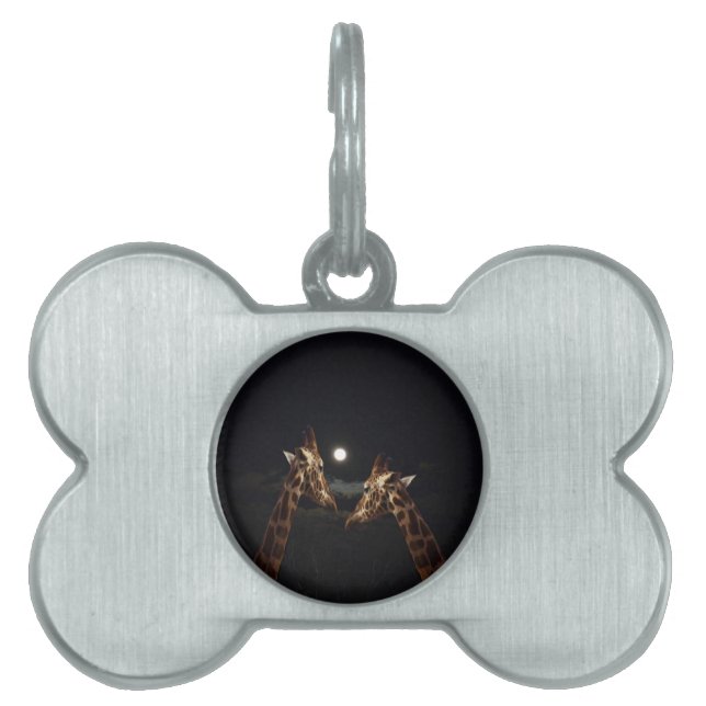 Giraffe Love In The Moonlight, Pet Tag (Front)