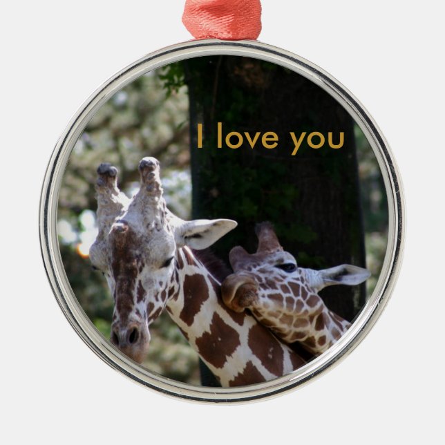 Giraffe Love Metal Tree Decoration (Front)