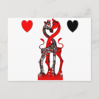 Giraffe Love - Passionate Red Postcard