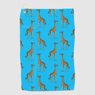 Giraffe Lover Blue Wild Animals Zoo African Safari Golf Towel