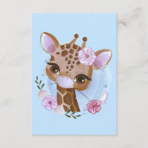 Giraffe Lover Cute Baby Giraffe With Flower Enclosure Card