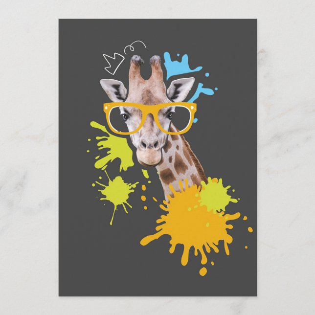 Giraffe Lover Cute Giraffe With Glasses Programme (Front)