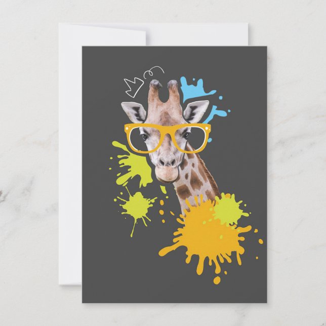 Giraffe Lover Cute Giraffe With Glasses Thank You Card (Front)