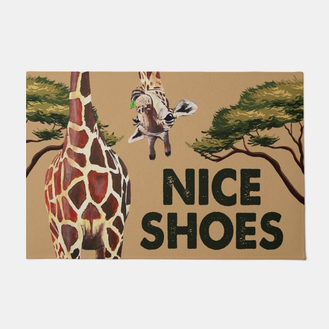 Giraffe Lover Doormat, Cute Giraffe Welcome Mat (Front)