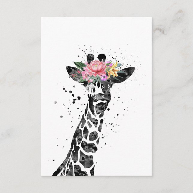 Giraffe Lover Giraffe And Flower Enclosure Card (Front)