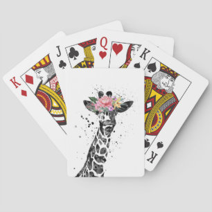 Giraffe Lover Giraffe And Flower Playing Cards