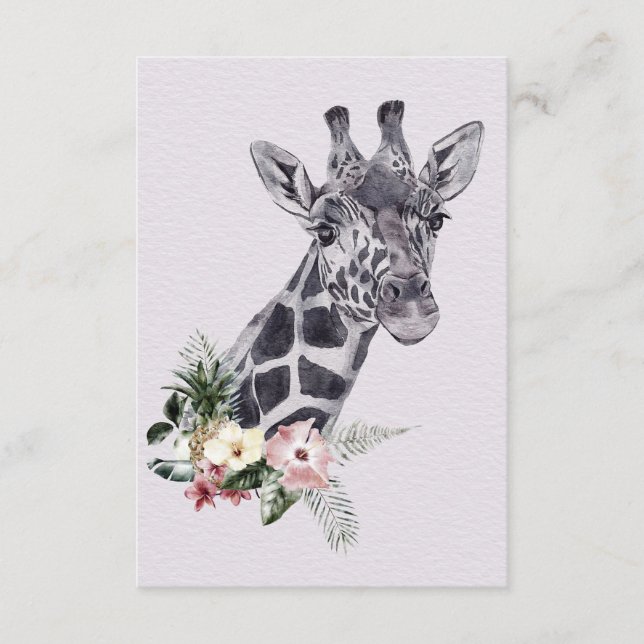 Giraffe Lover Giraffe Animal With Flower Enclosure Card (Front)