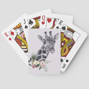 Giraffe Lover Giraffe Animal With Flower Playing Cards