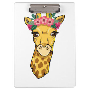 Giraffe Lover Giraffe Flower Wreath Clipboard