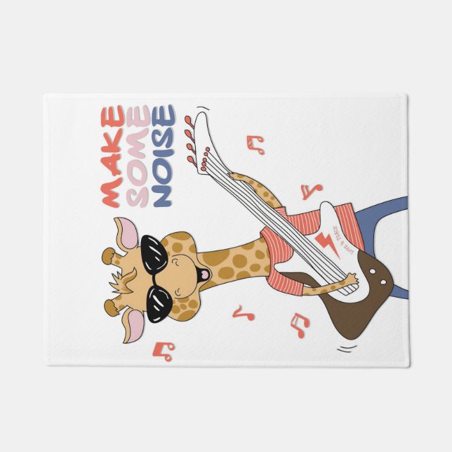 Giraffe Lover Giraffe Guitar Make Some Noise Doormat (Front)