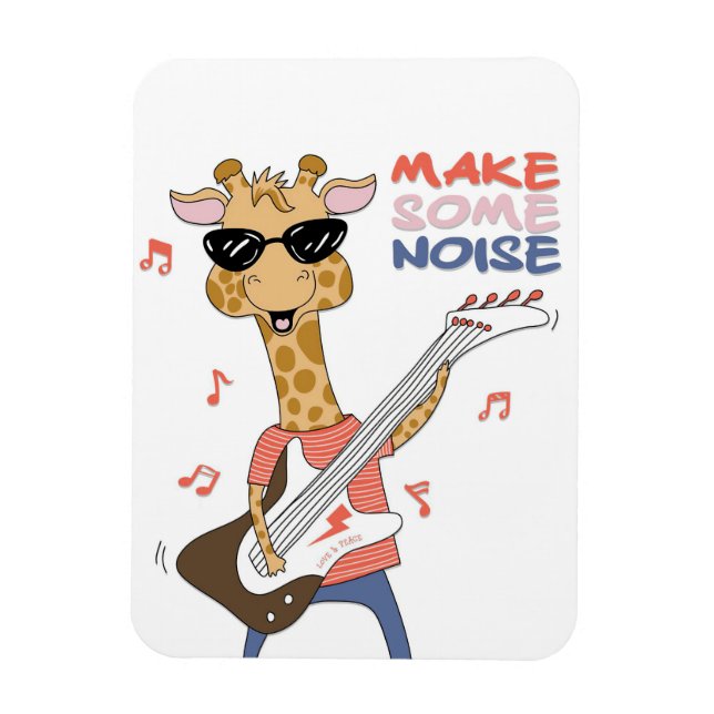 Giraffe Lover Giraffe Guitar Make Some Noise Magnet (Vertical)