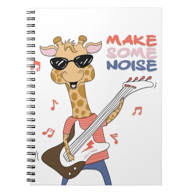 Giraffe Lover Giraffe Guitar Make Some Noise Notebook (Front)