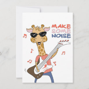 Giraffe Lover Giraffe Guitar Make Some Noise Thank You Card