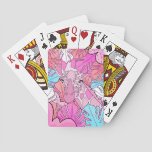 Giraffe Lover Giraffe The Pastel Pink Playing Cards