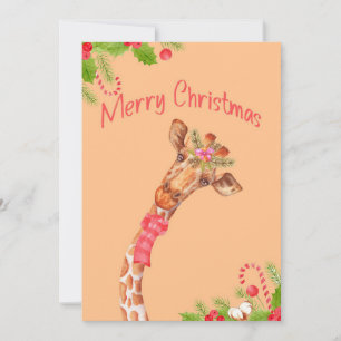 Giraffe Lover Giraffes Africa Merry Christmas Invitation