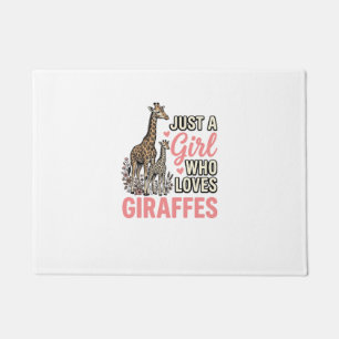 Giraffe Lover Girl Vintage Engraving Shirt Design_ Doormat