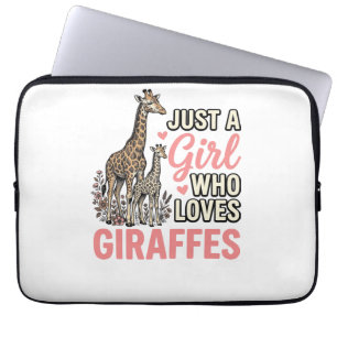 Giraffe Lover Girl Vintage Engraving Shirt Design_ Laptop Sleeve