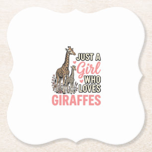 Giraffe Lover Girl Vintage Engraving Shirt Design_ Paper Coaster