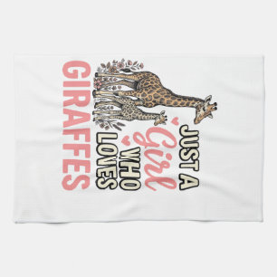 Giraffe Lover Girl Vintage Engraving Shirt Design_ Tea Towel