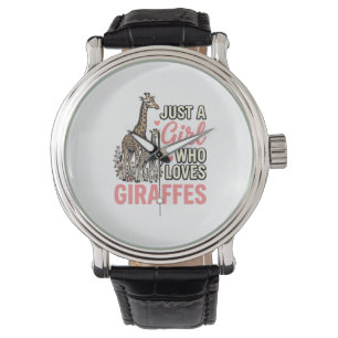 Giraffe Lover Girl Vintage Engraving Shirt Design_ Watch