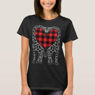 Giraffe Lovers Christmas Buffalo Plaid Pajama Anim T-Shirt