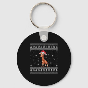Giraffe Lovers Men Women Santa Ugly Xmas Sweater Key Ring