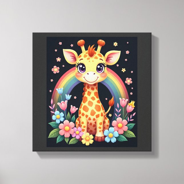 Giraffe Lovers T-Shirt Canvas Print (Front)