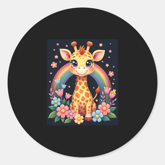 Giraffe Lovers T-Shirt Classic Round Sticker (Front)