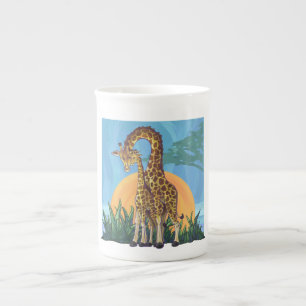 Giraffe Mama and Baby Bone China Mug