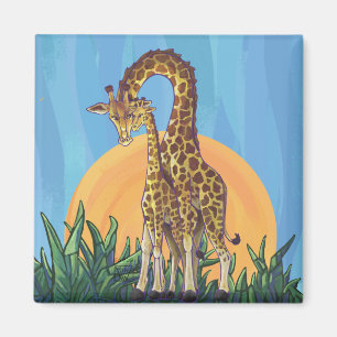 Giraffe Mama and Baby Magnet