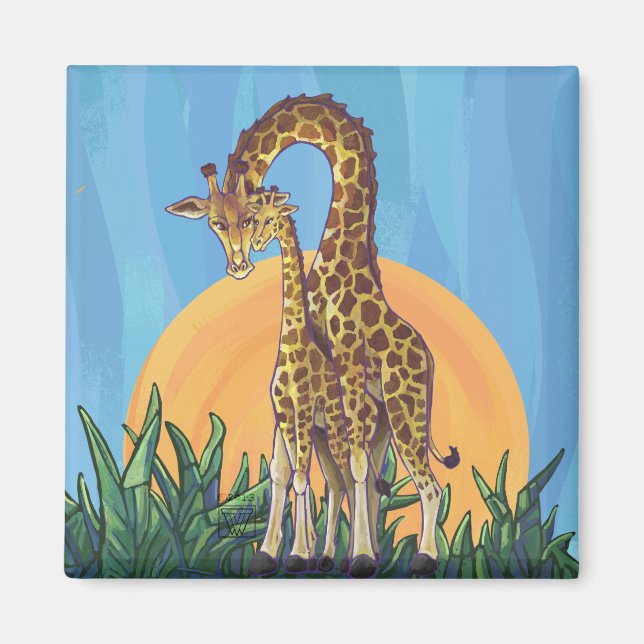 Giraffe Mama and Baby Magnet (Front)