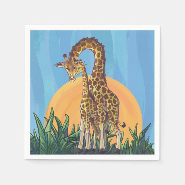 Giraffe Mama and Baby Napkin (Front)