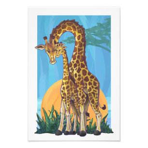 Giraffe Mama and Baby Photo Print