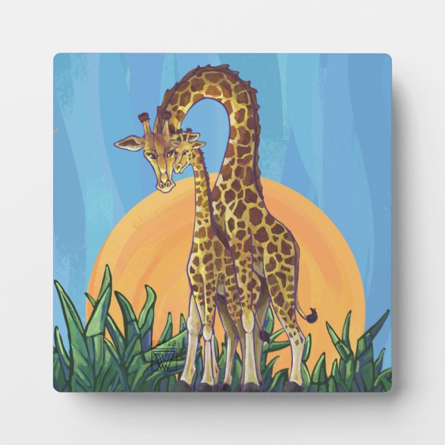 Giraffe Mama and Baby Plaque (Front)