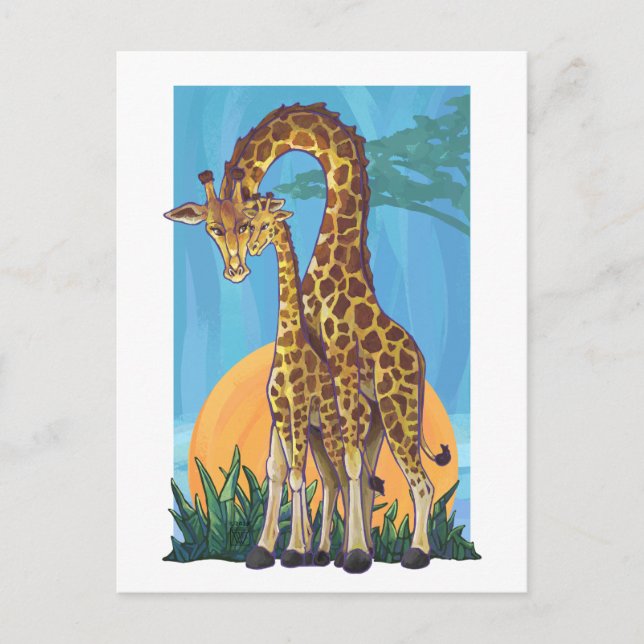 Giraffe Mama and Baby Postcard (Front)