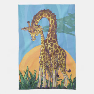Giraffe Mama and Baby Tea Towel