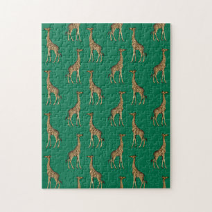 Giraffe Mammalian Emerald Green Wild Animal Africa Jigsaw Puzzle