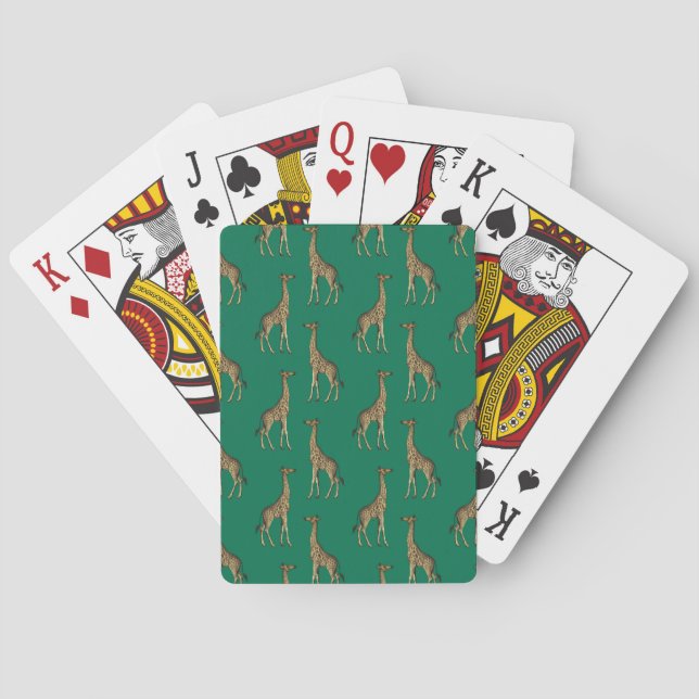 Giraffe Mammalian Emerald Green Wild Animal Africa Playing Cards (Back)