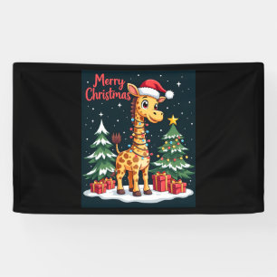 Giraffe Merry Christmas Tree Lighting Santa Giraff Banner