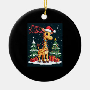 Giraffe Merry Christmas Tree Lighting Santa Giraff Ceramic Tree Decoration