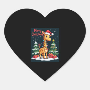 Giraffe Merry Christmas Tree Lighting Santa Giraff Heart Sticker