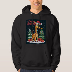 Giraffe Merry Christmas Tree Lighting Santa Giraff Hoodie