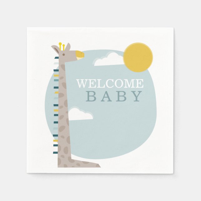 Giraffe Modern Baby Shower Napkins (Front)