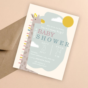 Giraffe Modern Neutral Baby Shower Invitation
