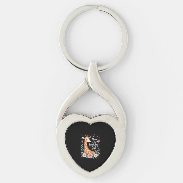 Giraffe Mom of the Birthday Girl Matching Family L Key Ring (Front)
