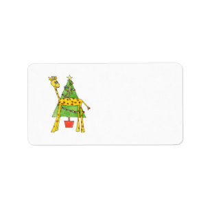 Giraffe, Monkey and Christmas Tree. Label