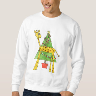 Giraffe, Monkey and Christmas Tree. Sweatshirt