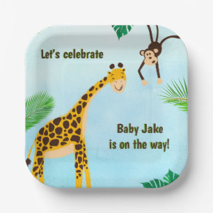 Giraffe & Monkey Safari or Zoo Party Animal   Paper Plate