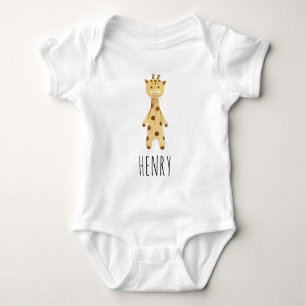 Giraffe monogram, cute modern  baby bodysuit