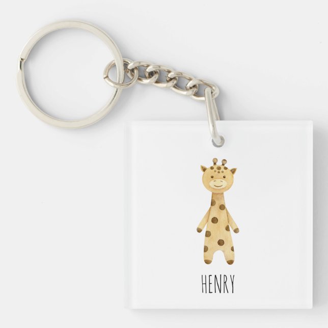 Giraffe monogram. cute modern  key ring (Front)